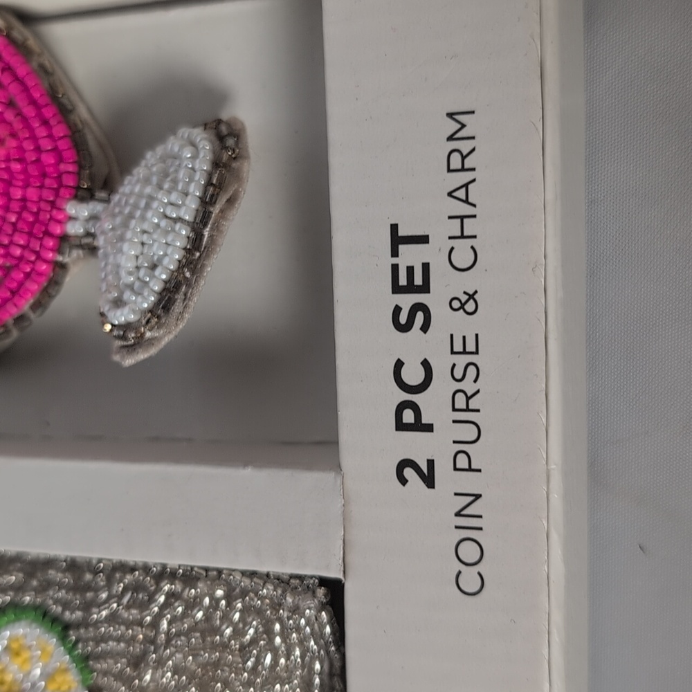 Rachel Zoe Beaded Cosmopolitan 2 Piece Coin Purse & Bag Charm Set - Picture 2 of 9